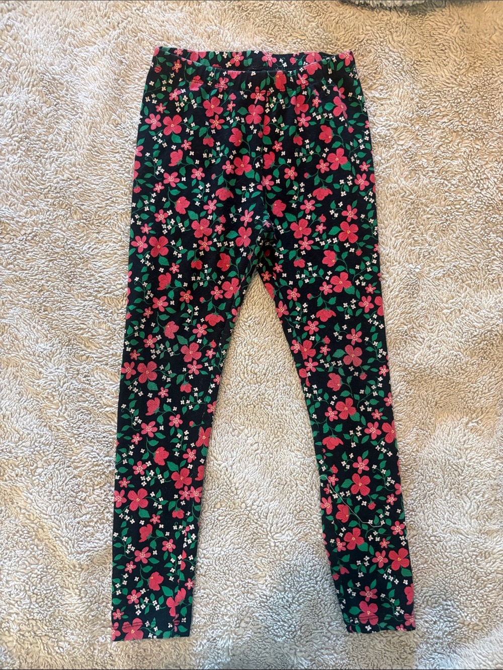 Cat & Jack Black Leggings with Pink Floral Print